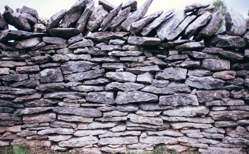 Old gray stone wall